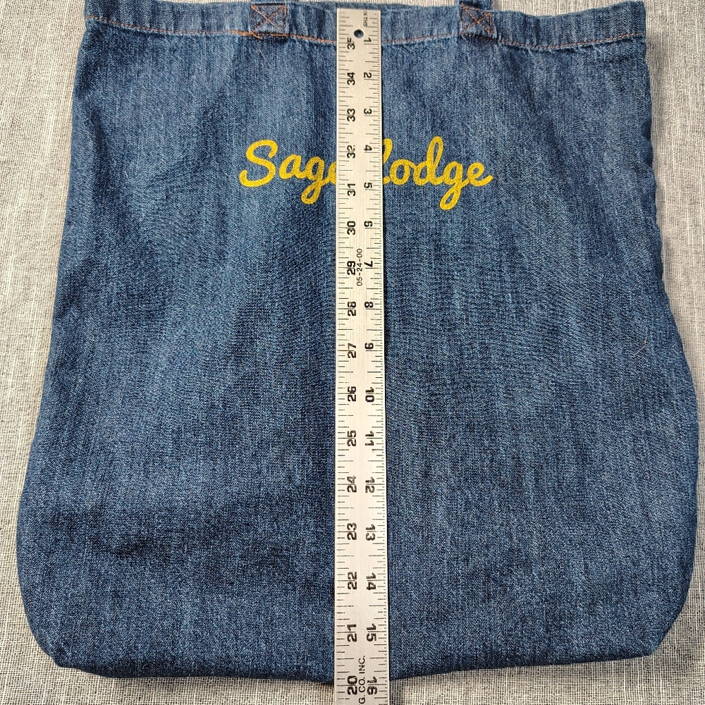 Sage‎ Lodge Denim Tote Bag Jean Canvas - Picture 5 of 8
